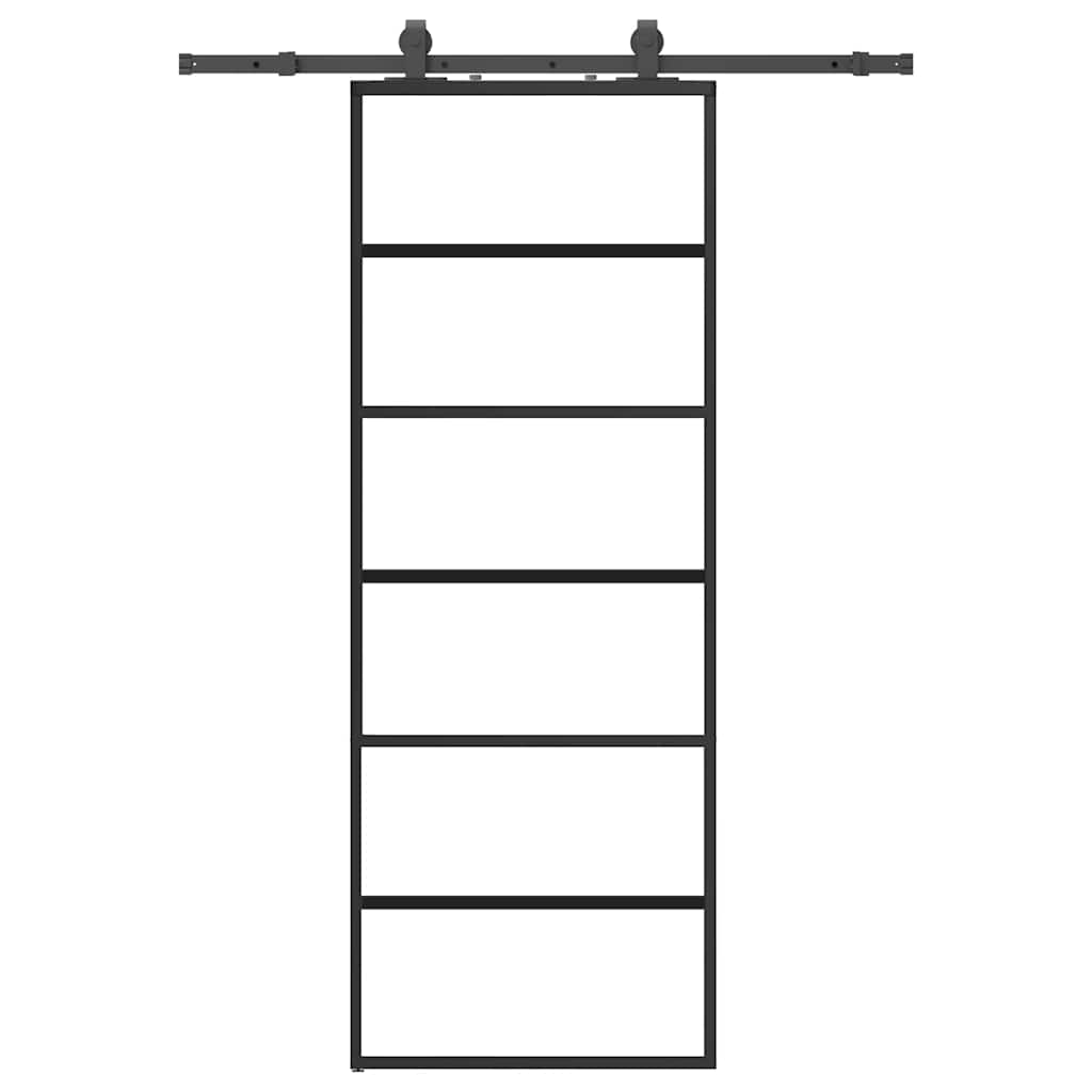 Sliding door with black hardware set 76x205 cm ESG glass 