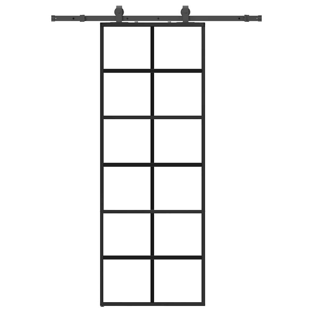 Sliding door with black hardware set 76x205 cm ESG glass 