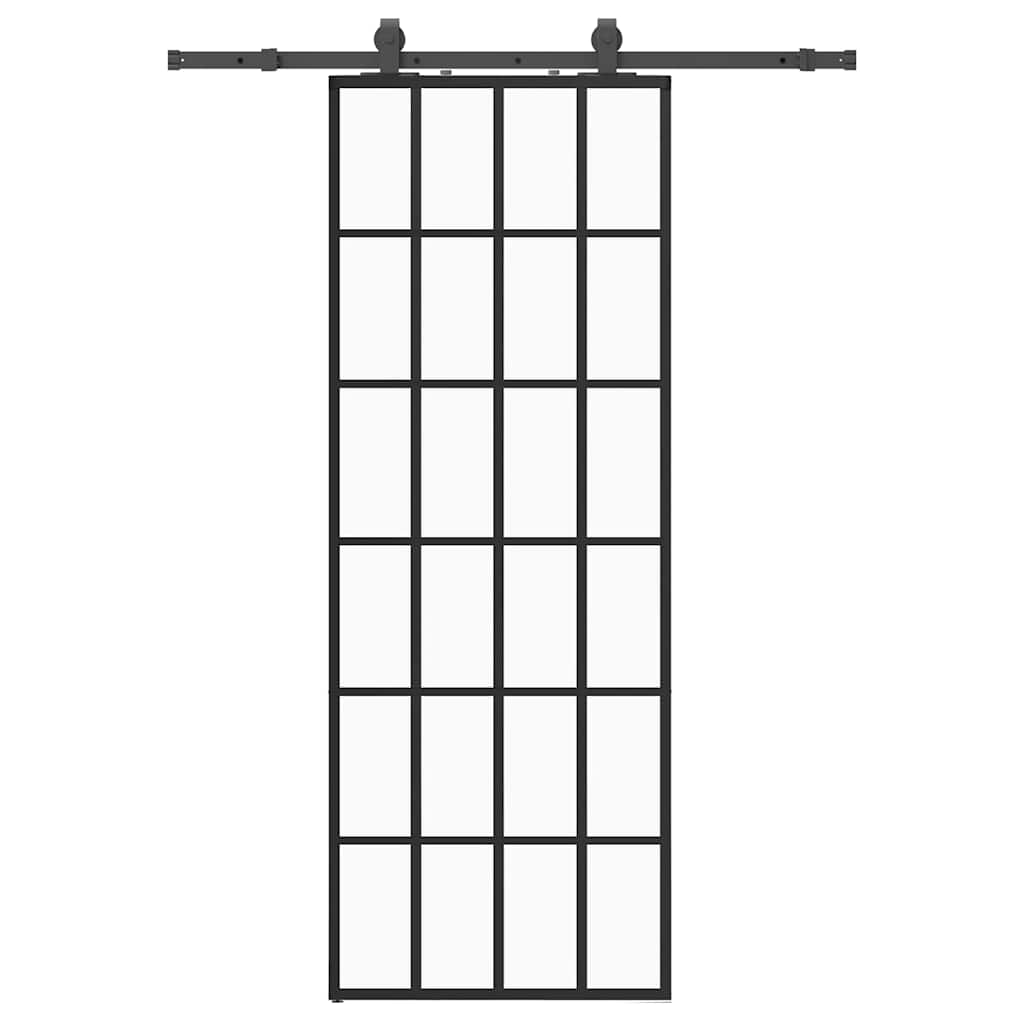 Sliding door with black hardware set 76x205 cm ESG glass 