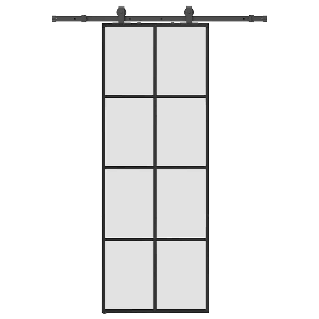 Sliding door with black hardware set 76x205 cm ESG glass 
