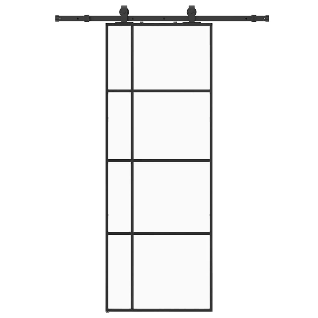 Sliding door with black hardware set 76x205 cm ESG glass 