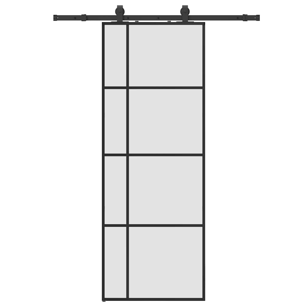Sliding door with black hardware set 76x205 cm ESG glass 
