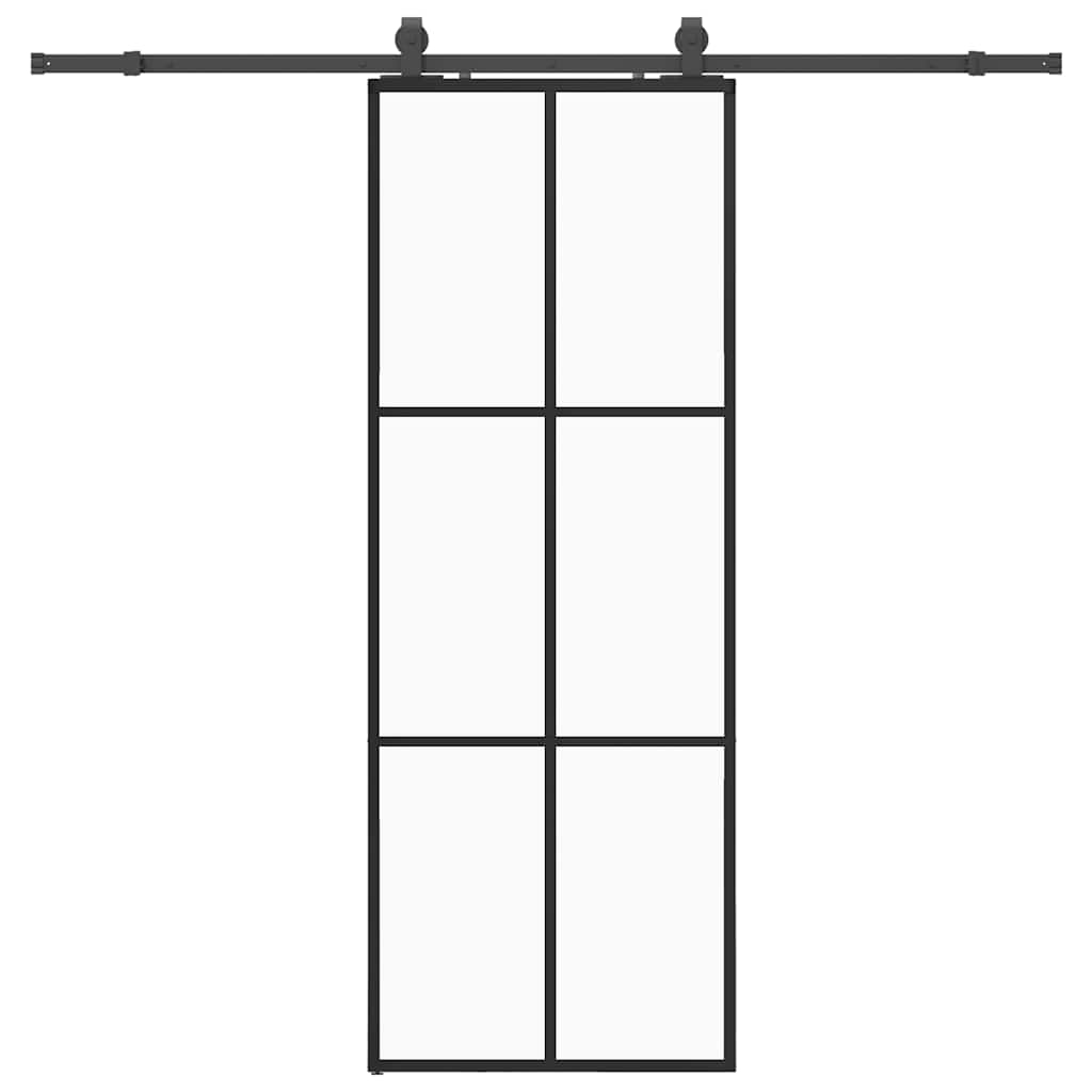 Sliding door with black hardware set 76x205 cm ESG glass 