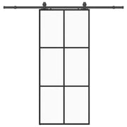 Vetonek Puerta corredera con set herrajes negro 90x205 cm vidrio ESG