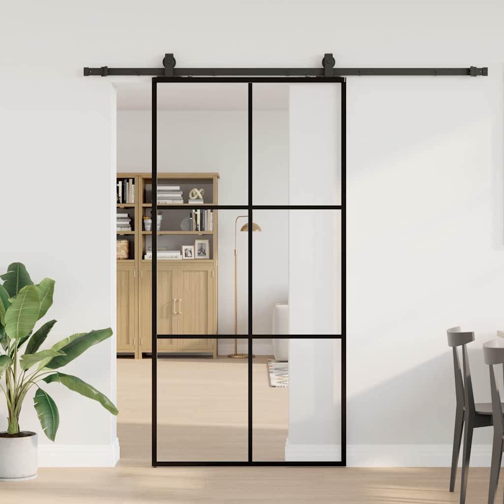 Sliding door with black fittings 102x205 cm ESG glass 