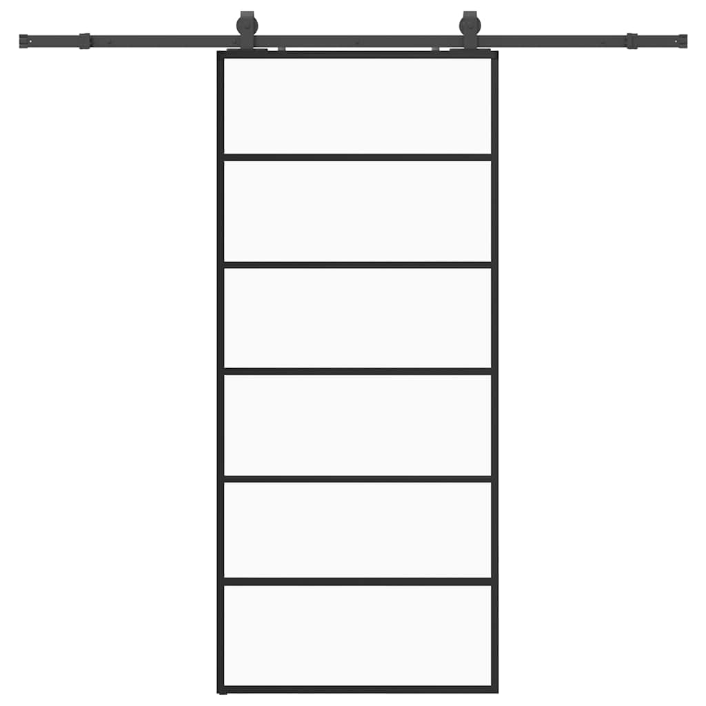 Vetonek Puerta corredera con set herrajes negro 90x205 cm vidrio ESG