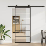 Puerta corredera con set herrajes negro 90x205 cm vidrio esg v5721 Vetonek