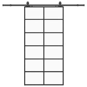 Vetonek Puerta corredera con set herrajes negro 90x205 cm vidrio ESG