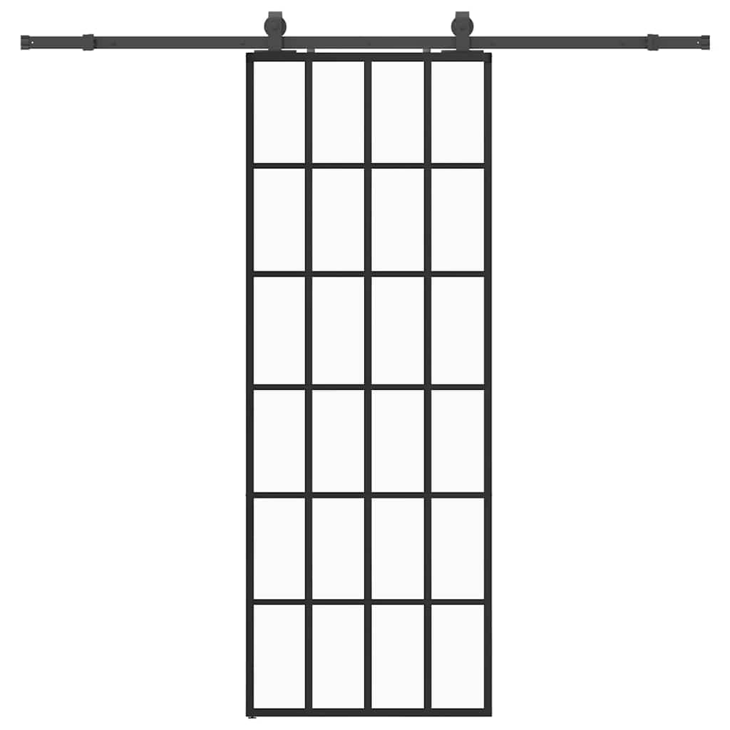 Puerta corredera con juego herrajes negro 76x205 cm ESG vidrio