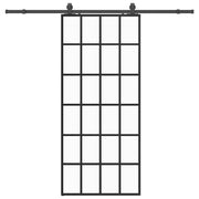 Vetonek Puerta corredera con set herrajes negro 90x205 cm vidrio ESG