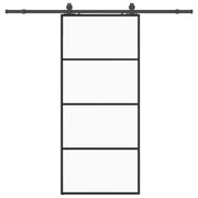 Vetonek Puerta corredera con set herrajes negro 90x205 cm vidrio ESG