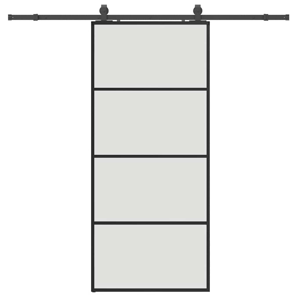 Sliding door with black hardware set 90x205 cm ESG glass 
