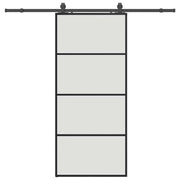 Vetonek Puerta corredera con set herrajes negro 90x205 cm vidrio ESG