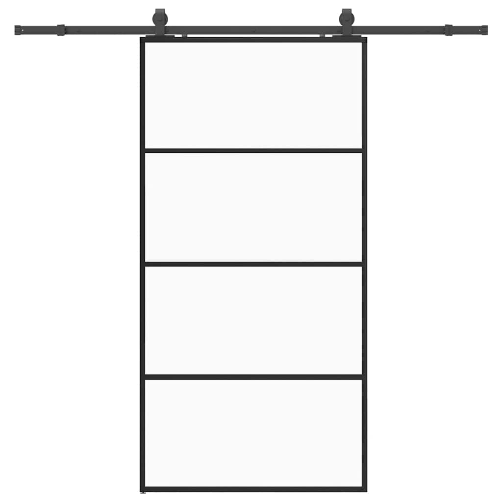 Sliding door hardware set black 102.5x205 cm ESG glass 