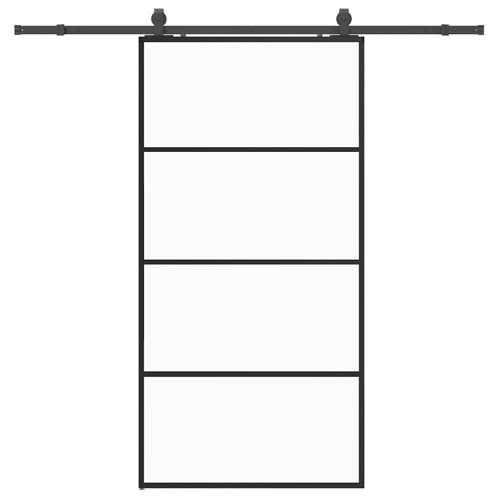 Vetonek Puerta corredera set herrajes negra 102,5x205 cm ESG vidrio