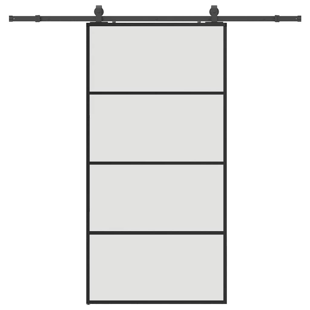 Sliding door hardware set, black, 102.5x205 cm, ESG glass 