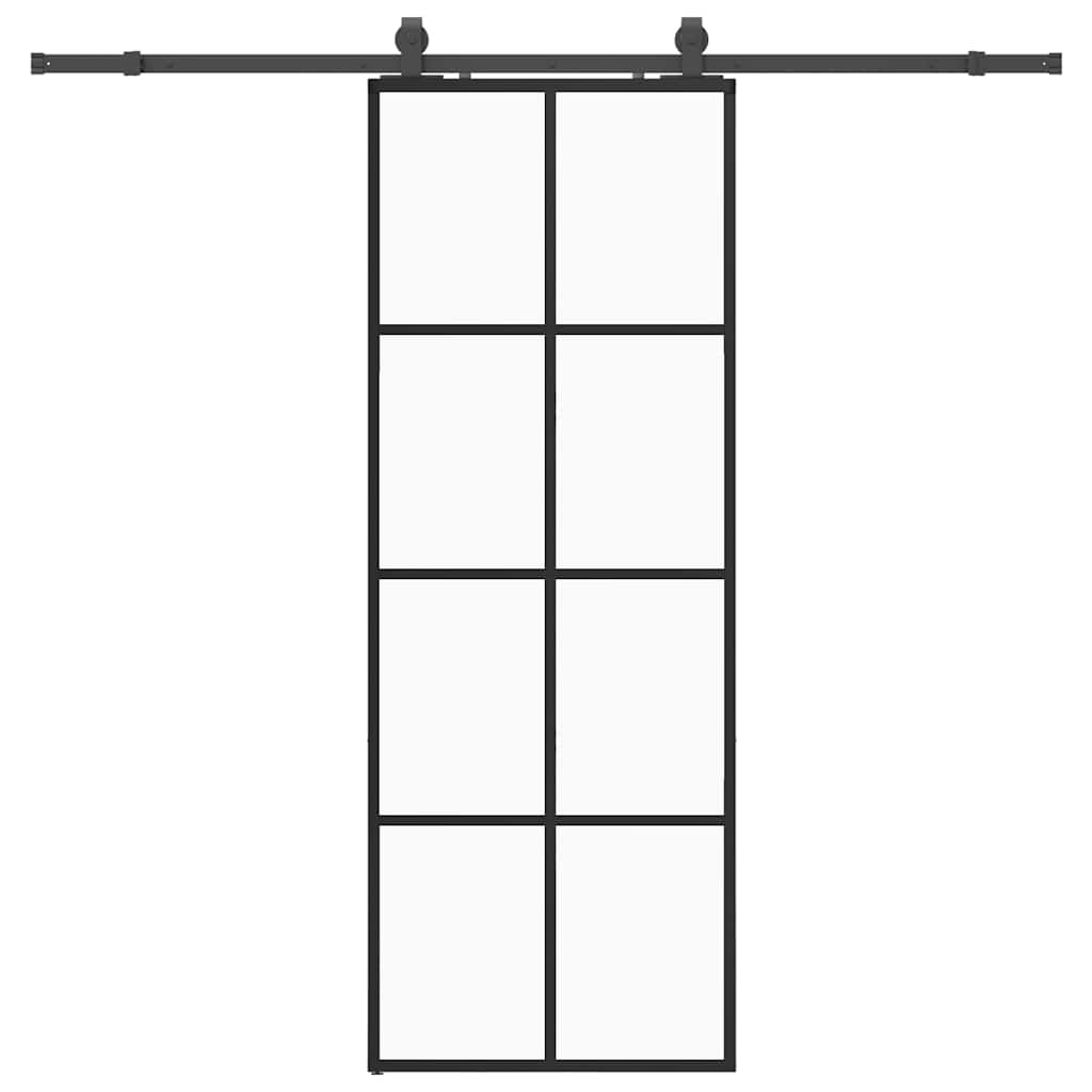 Sliding door with black hardware set 76x205 cm ESG glass 