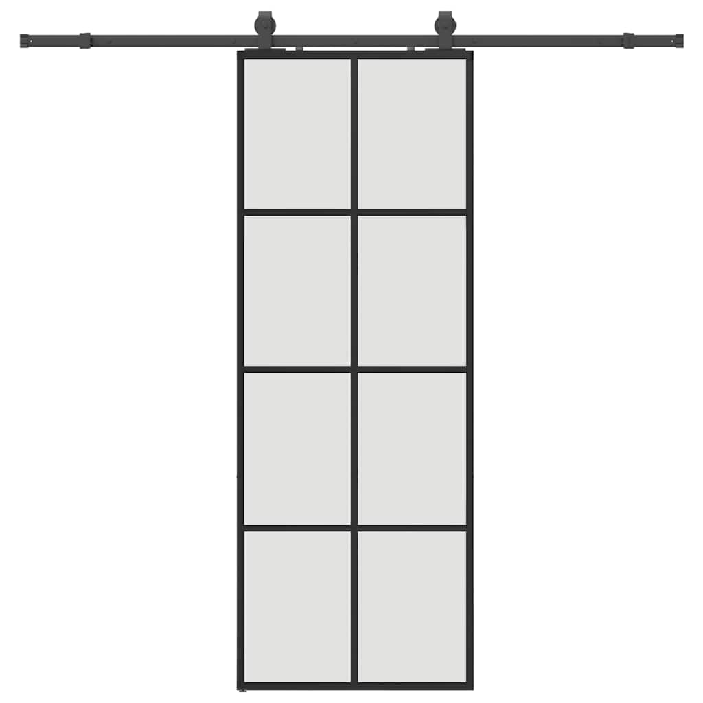 Sliding door with black hardware set 76x205 cm ESG glass 