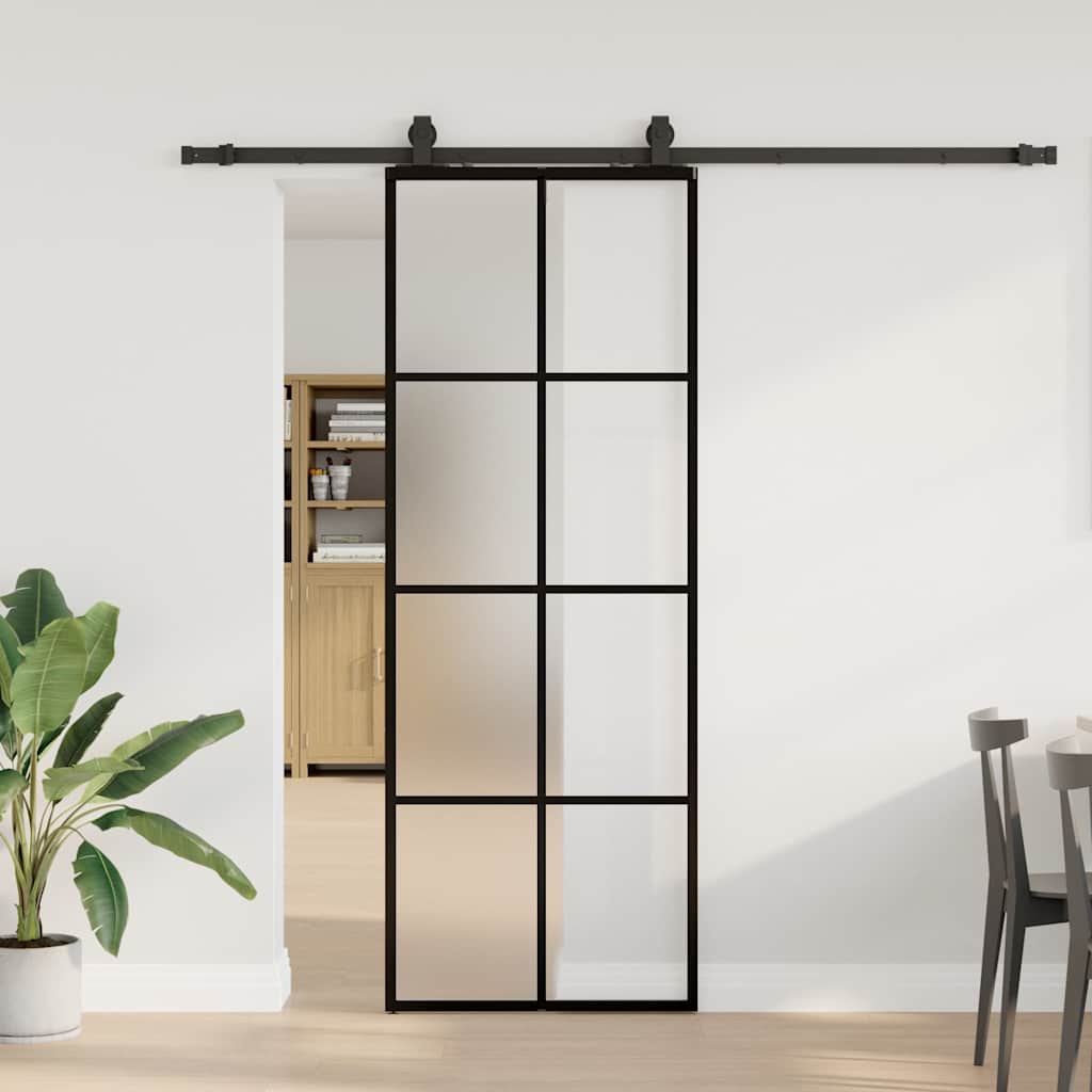 Sliding door with black hardware set 76x205 cm ESG glass 