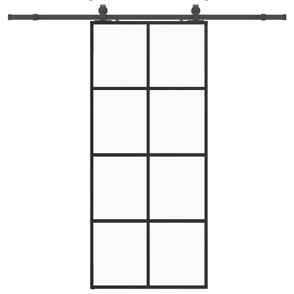 Sliding door with black hardware set 90x205 cm ESG glass 