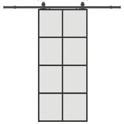 Vetonek Puerta corredera con set herrajes negro 90x205 cm vidrio ESG