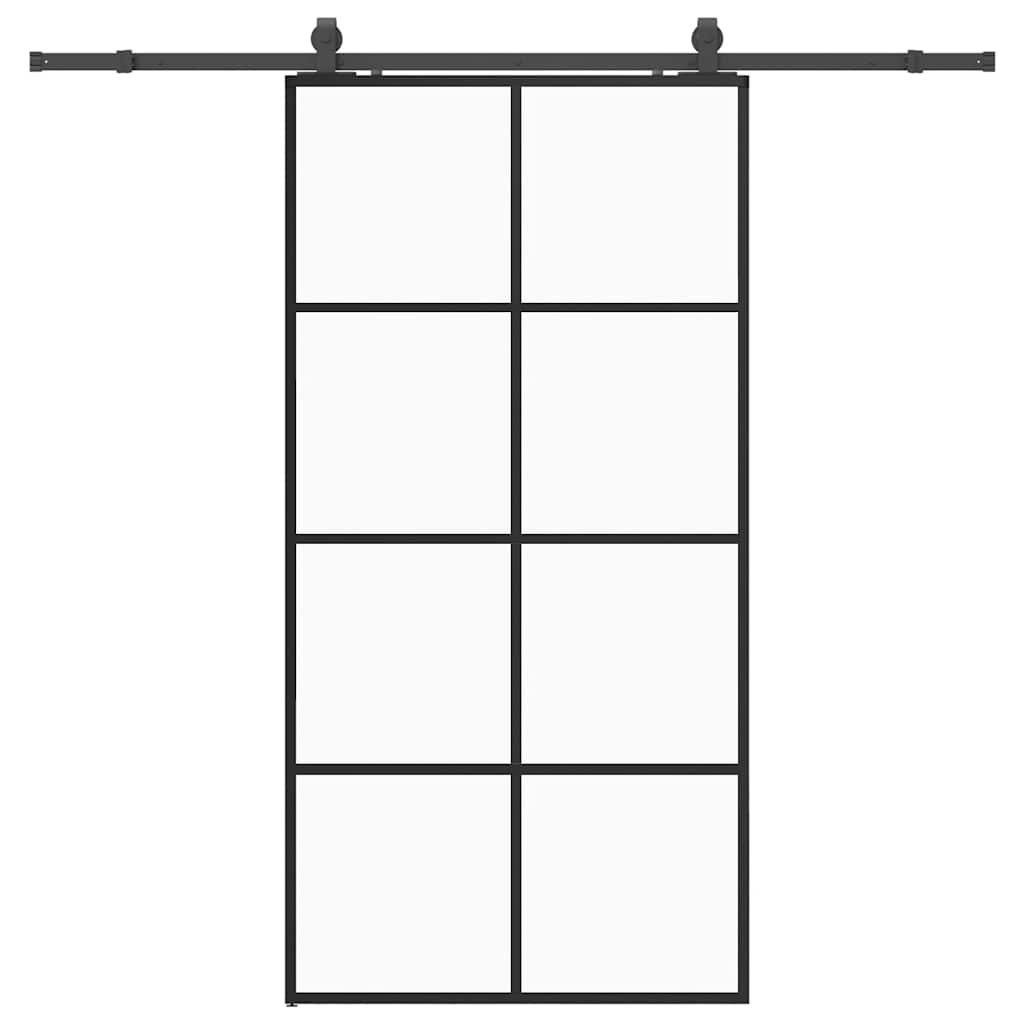 Sliding door hardware set black 102.5x205 cm ESG glass 