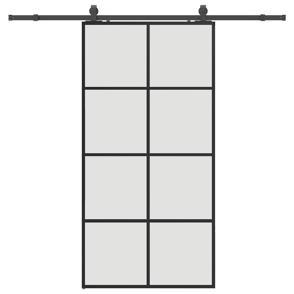 Vetonek Puerta corredera set herrajes negra 102,5x205 cm ESG vidrio