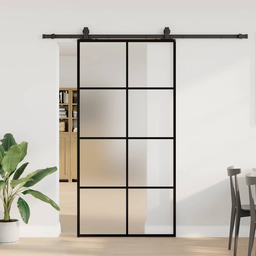 Sliding door hardware set black 102.5x205 cm ESG glass 