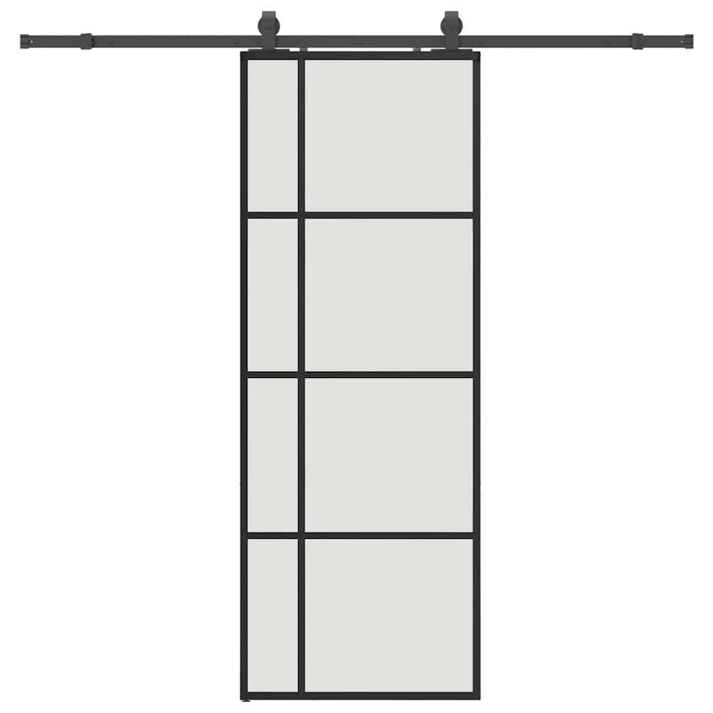 Sliding door with black hardware set 76x205 cm ESG glass 