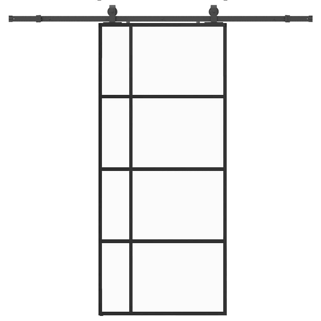 Sliding door with black hardware set 90x205 cm ESG glass 