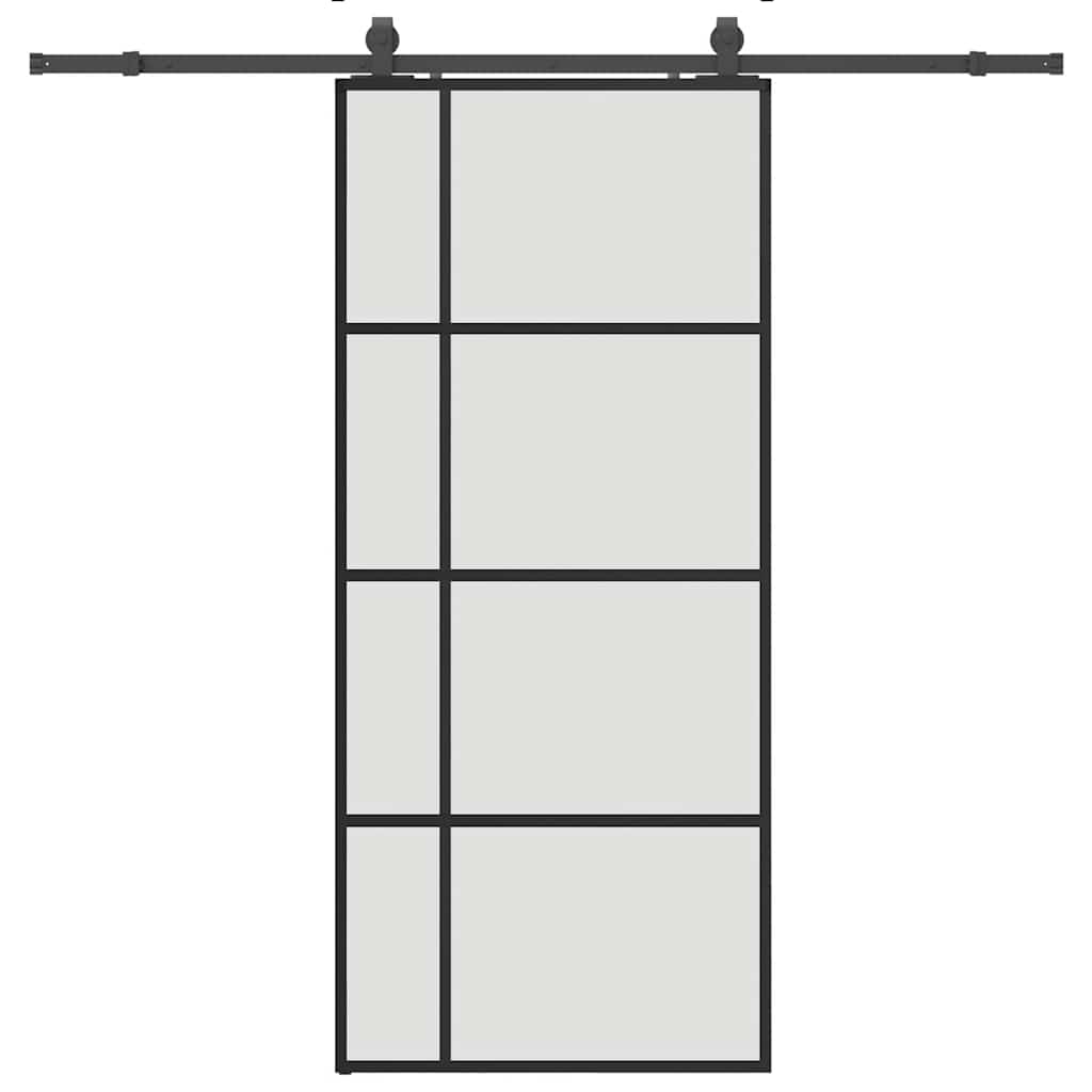 Sliding door with black hardware set 90x205 cm ESG glass 