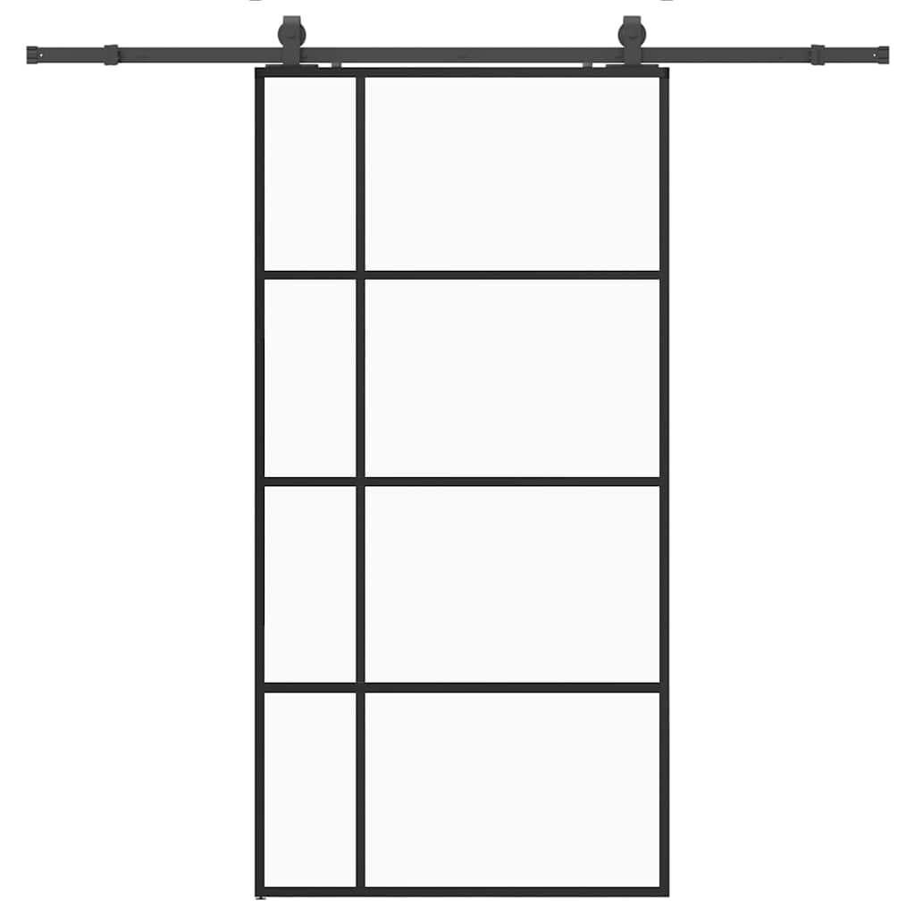 Sliding door hardware set black 102.5x205 cm ESG glass 
