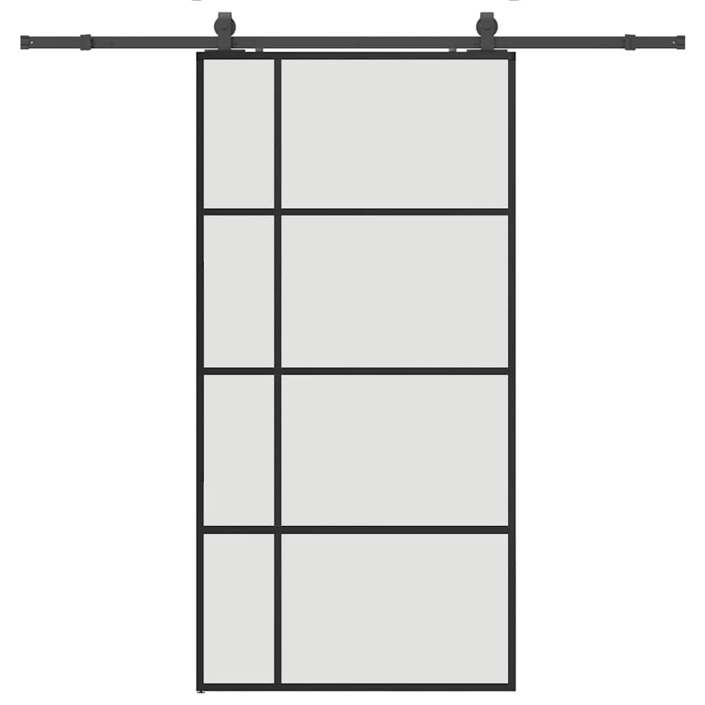 Sliding door hardware set black 102.5x205 cm ESG glass 
