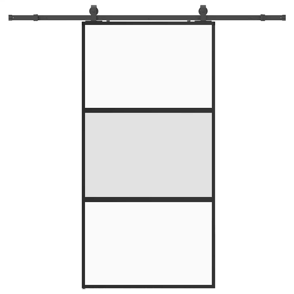 Sliding door hardware black 102.5x205 cm tempered glass 