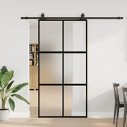 Puerta corredera herrajes negro 102,5x205 cm vidrio templado v6063 Vetonek