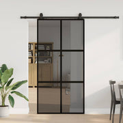 Puerta corredera herrajes negro 102,5x205 cm vidrio templado v6124 Vetonek