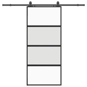 Vetonek Puerta corredera con herrajes negro 90x205 cm vidrio templado