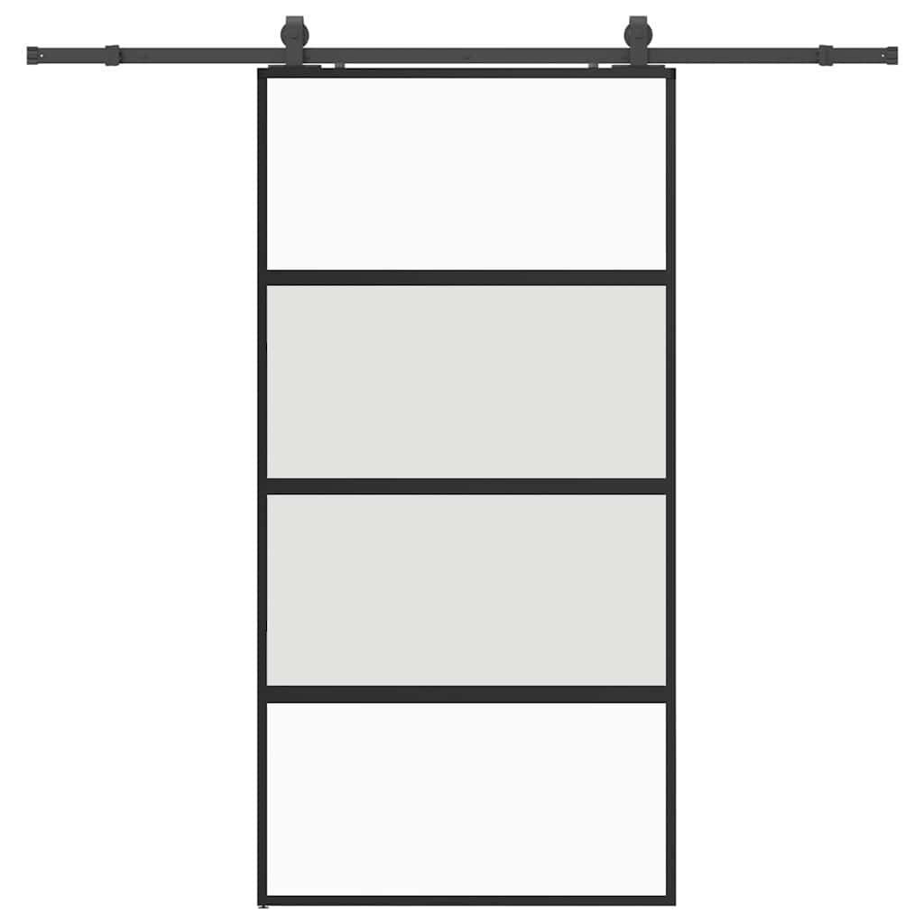 Sliding door hardware black 102.5x205 cm tempered glass 