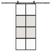 Vetonek Puerta corredera con herrajes negro 90x205 cm vidrio templado