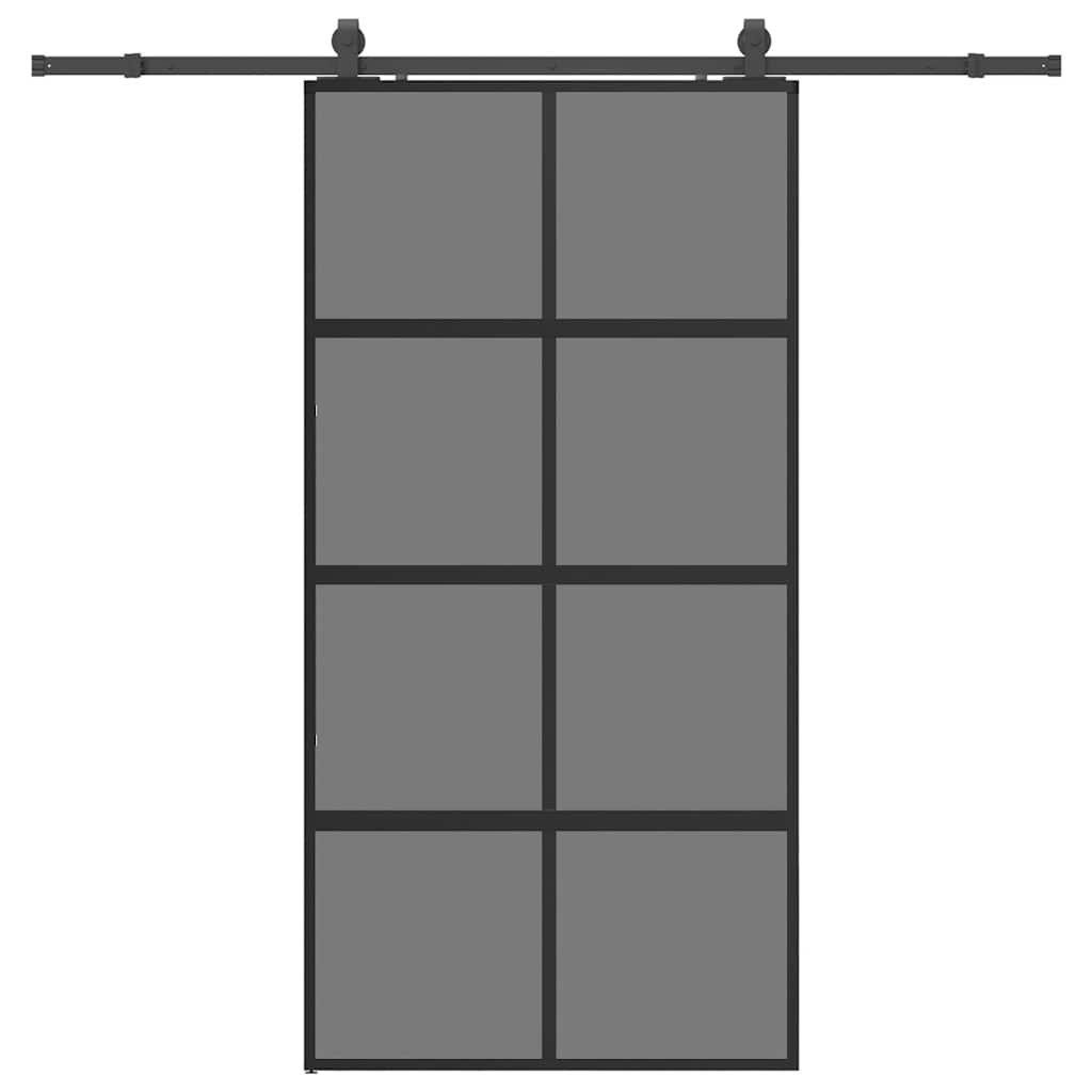 Sliding door hardware black 102.5x205 cm tempered glass 