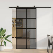 Puerta corredera herrajes negro 102,5x205 cm vidrio templado v6216 Vetonek