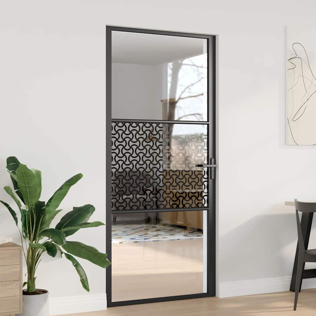 Puerta de Vidrio Calado Negro 93 x 3,5 x 201,5 cm Aluminio
