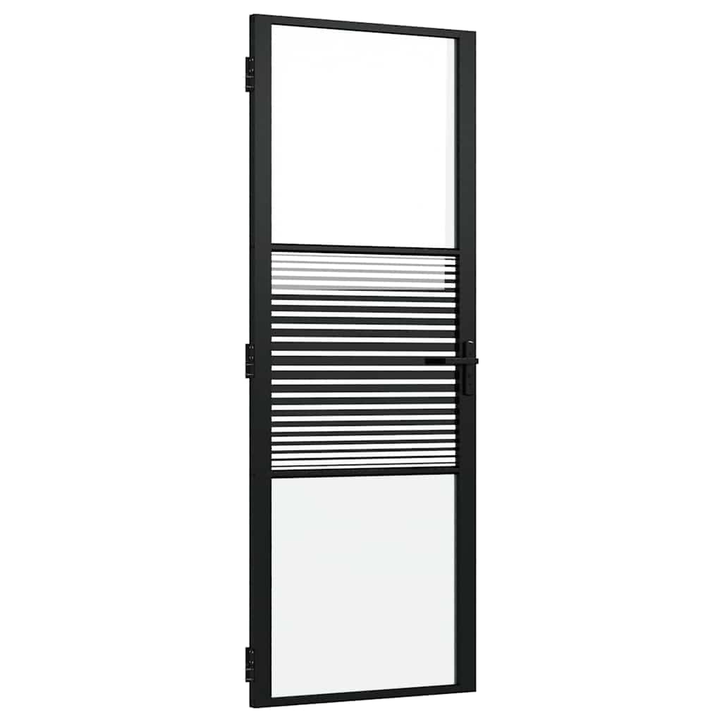 Puerta de Vidrio Rayado Negro 76 x 3,5 x 201,5 cm Aluminio