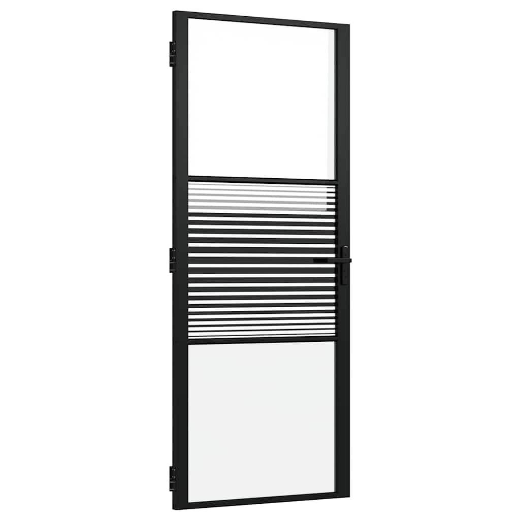 Puerta de Vidrio Rayado Negro 83 x 3,5 x 201,5 cm Aluminio