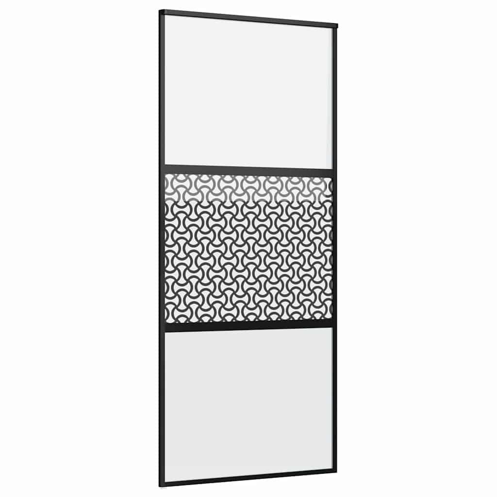 Puerta de Vidrio Calado Negro 90 x 2 x 205 cm Aluminio