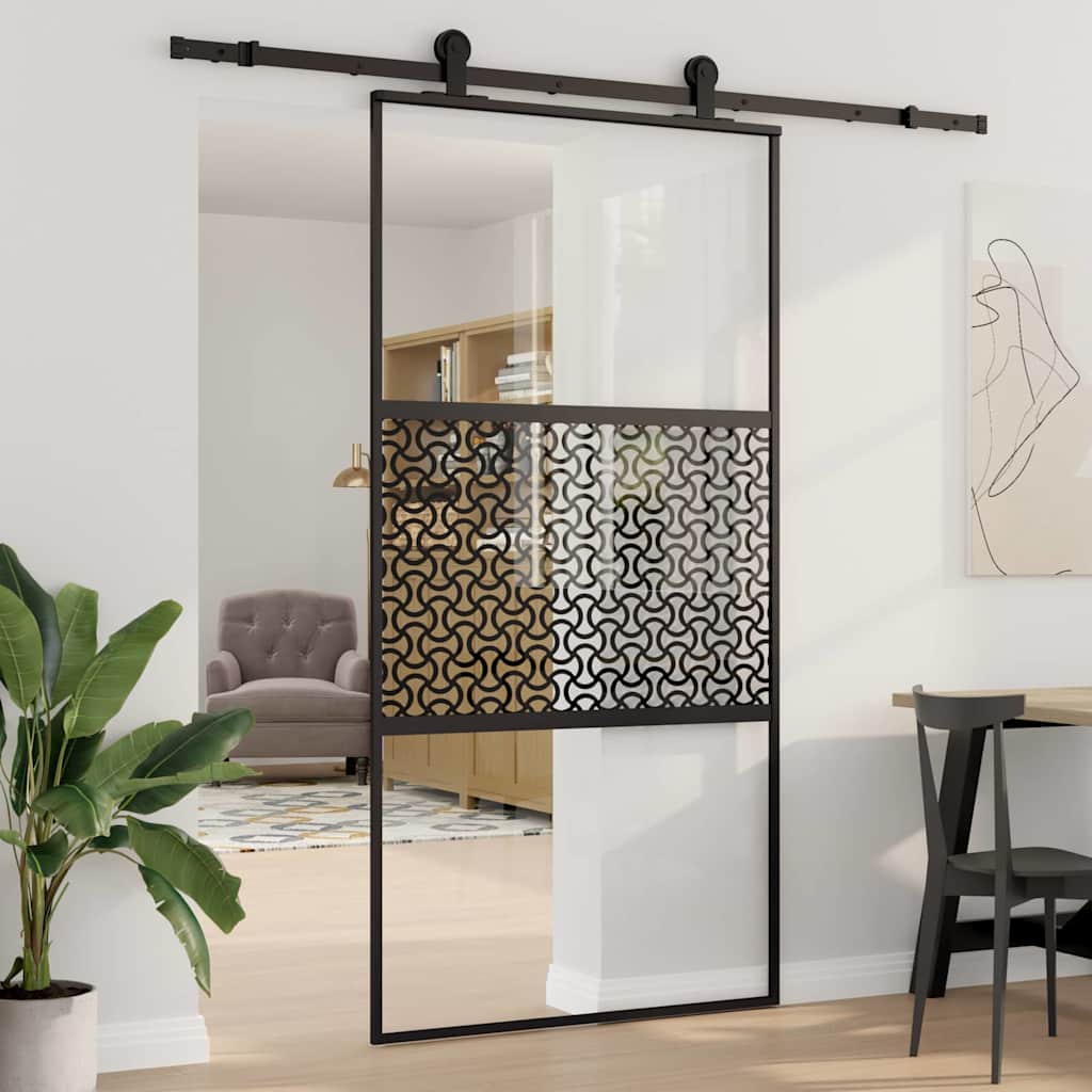 Puerta de Vidrio Calado Negro 102,5 x 2 x 205 cm Aluminio