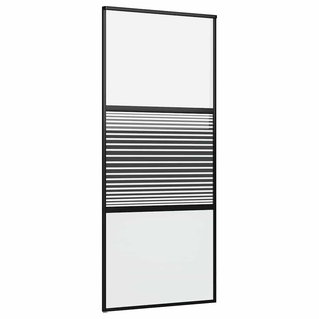 Puerta de Vidrio Rayado Negro 90 x 2 x 205 cm Aluminio