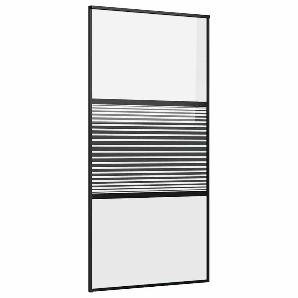 Puerta de Vidrio Rayado Negro 102,5 x 2 x 205 cm Aluminio