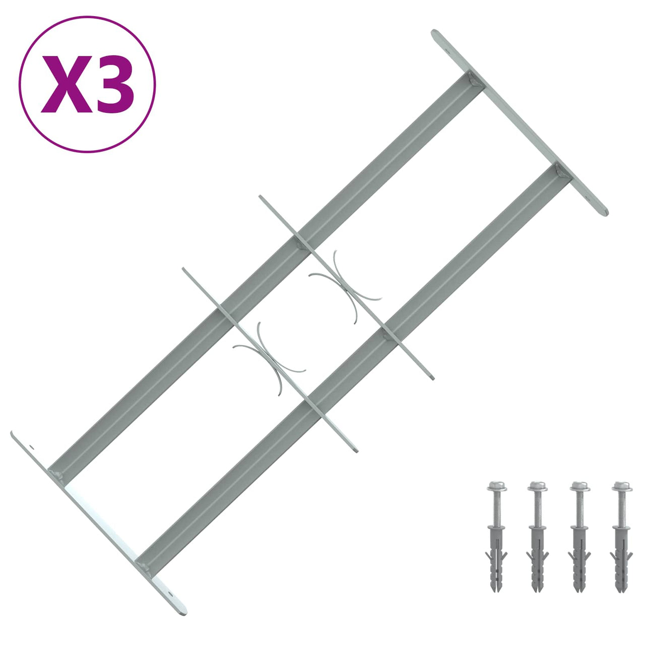 Safety Window Grill with 2 Crossbars 3 pcs 