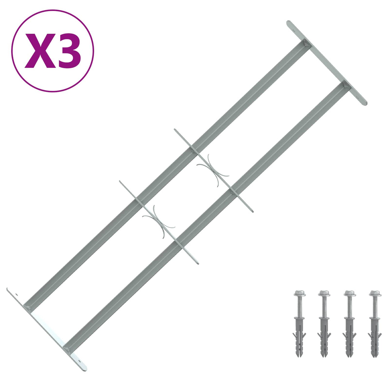 Safety Window Grille with 2 Crossbars 3 pcs 